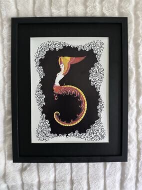 Framed Erte Number 5 Peacock Lady With Wings 11x14